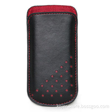 Leather Mobile Phone Case with Retractable Pull-tab, Fine Workmanship in Paint Edge and Side Stitch